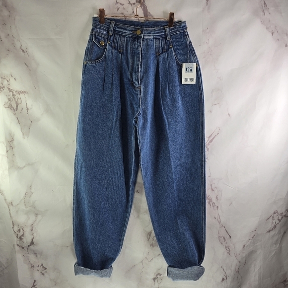 Vintage 90s Jeans Womens 28 X 31 High Rise Straight Taper Mom Rigid 80s NOS